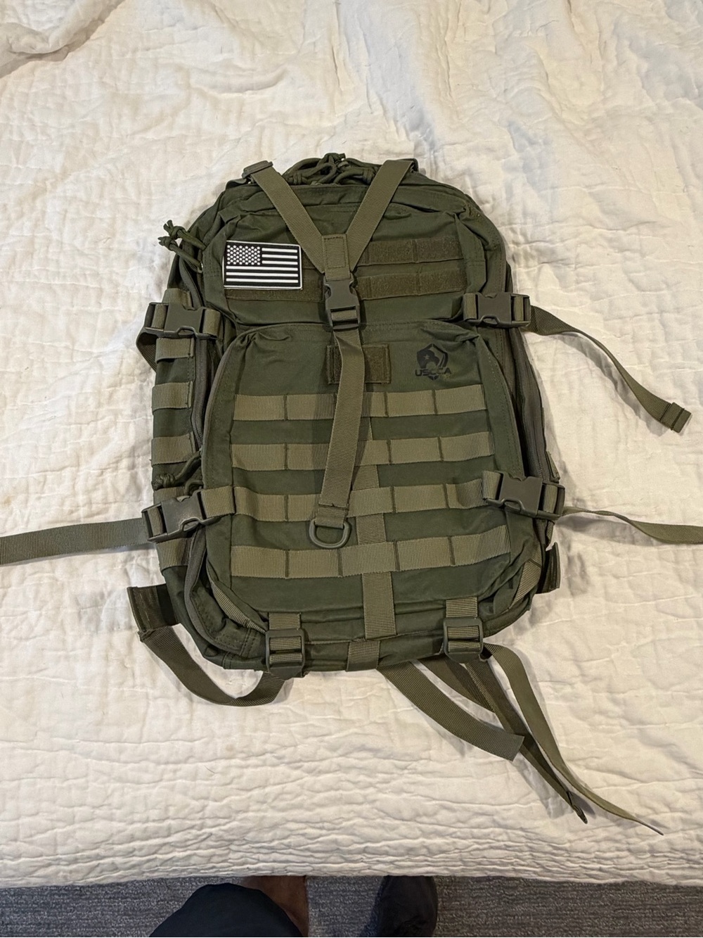 Tactical Military-Style Olive Green Backpack for Men